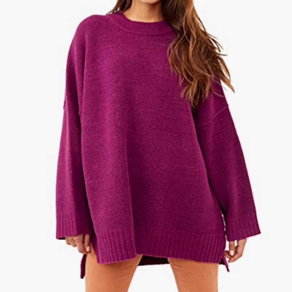 Free People Peaches Tunic Sweater Plum Caspia